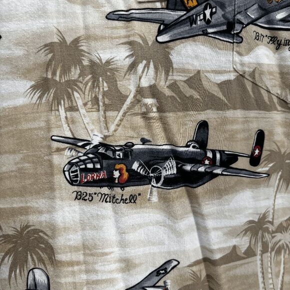 Vintage Kalaheo Shirt Men's XL Hawaiian Military Bomber War WW2 Planes Polo EUC - Picture 6 of 9